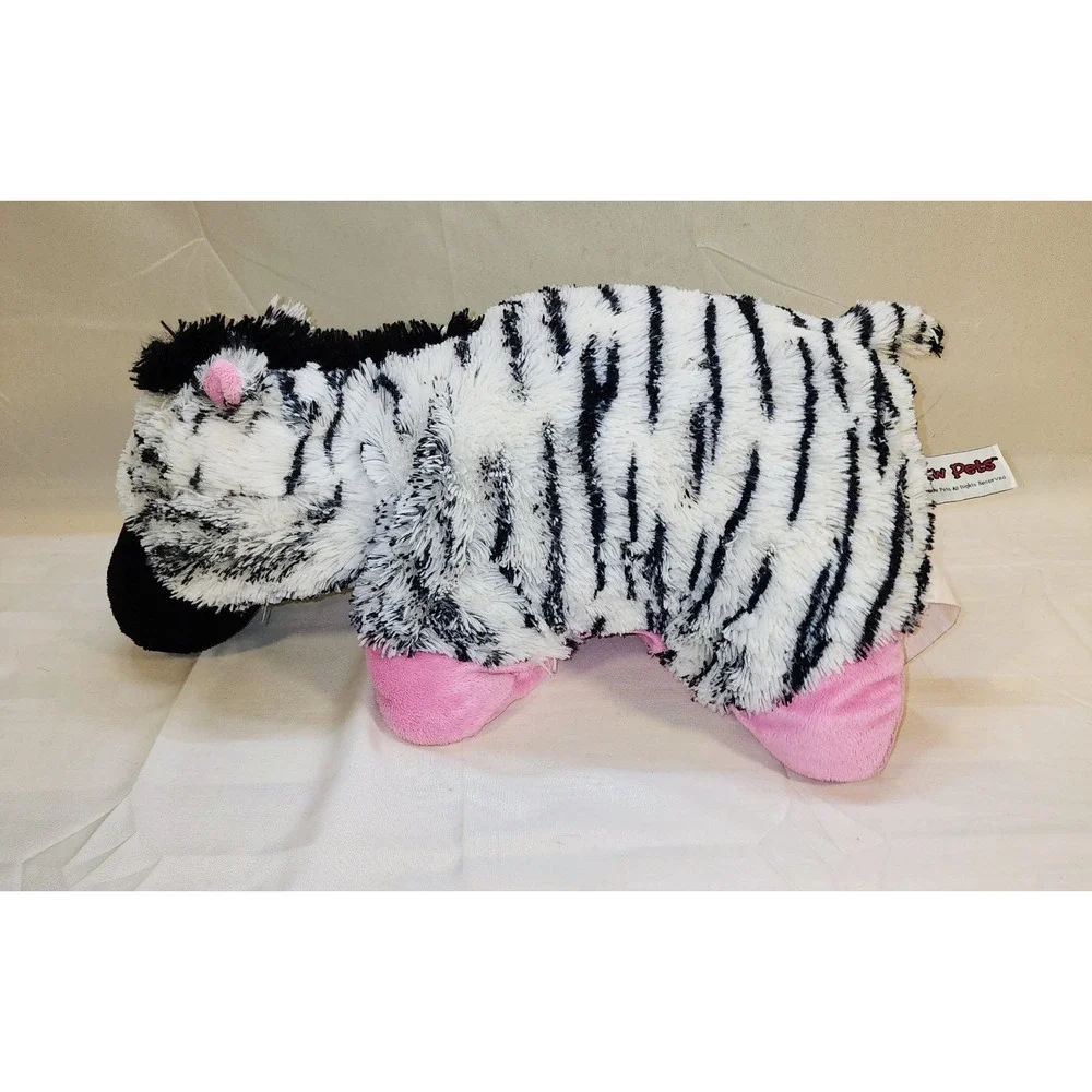 Beautiful Pillow‎ Pets Zebra Plush 2010 Original Black White Pink Retired